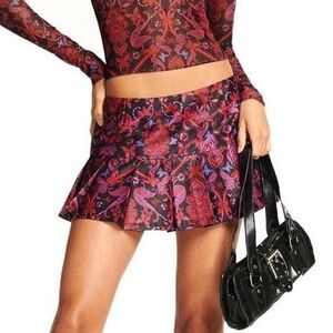 I.AM.GIA Afia Pleated Paisley Micro Mini Skirt Size XS